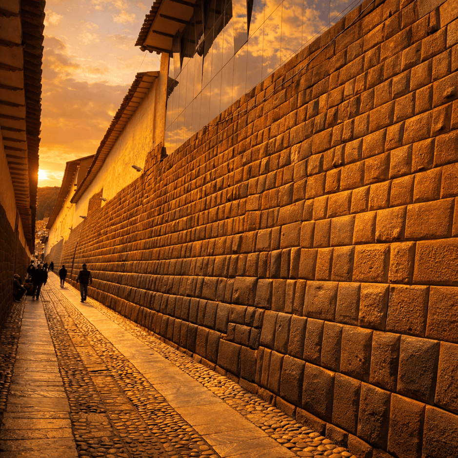 A photo of a street with ancient walls in Cusco.