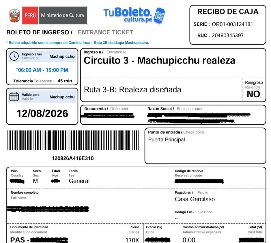 Una fotografía que muestra la entrada a Machu Picchu en 2026.